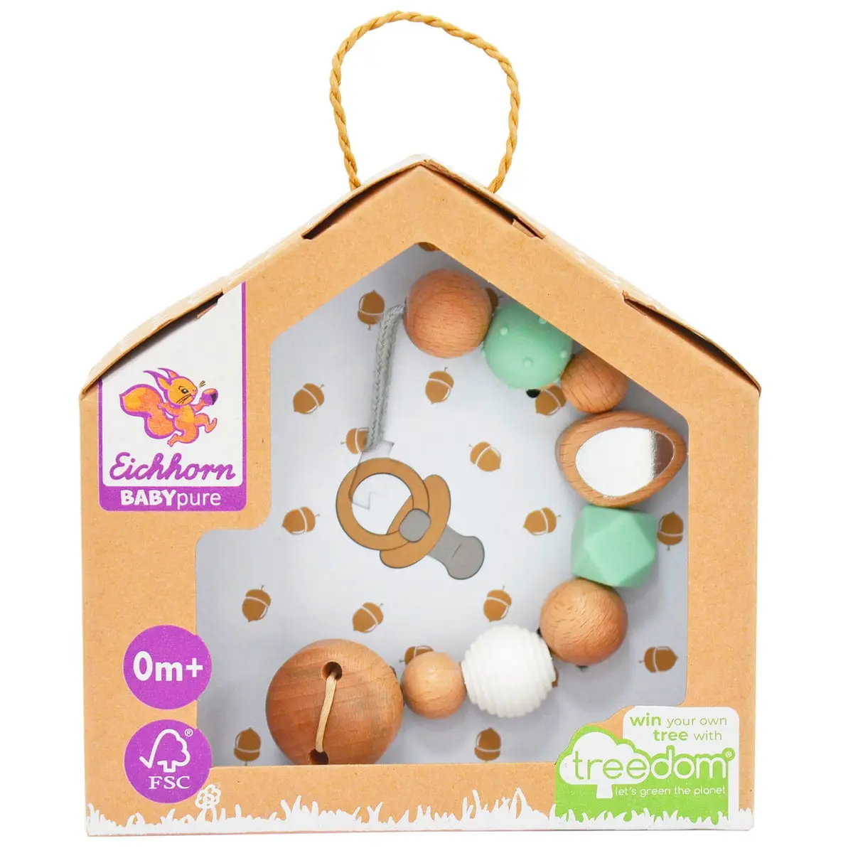 Eichhorn Baby Pure Dummy Chain Clip On Holder Natural Wood 0M+ 1