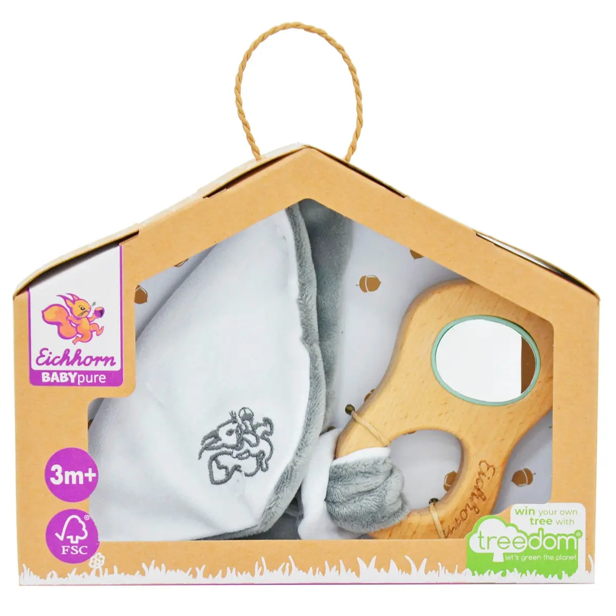 Eichhorn Baby Pure Grasping Toy With Cuddle Blanket Mirror 1