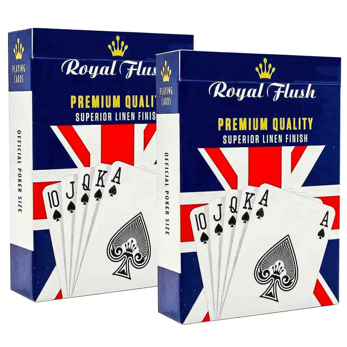 Twin Pack Royal Flush Playing Cards Union Jack Official Poker Size 1