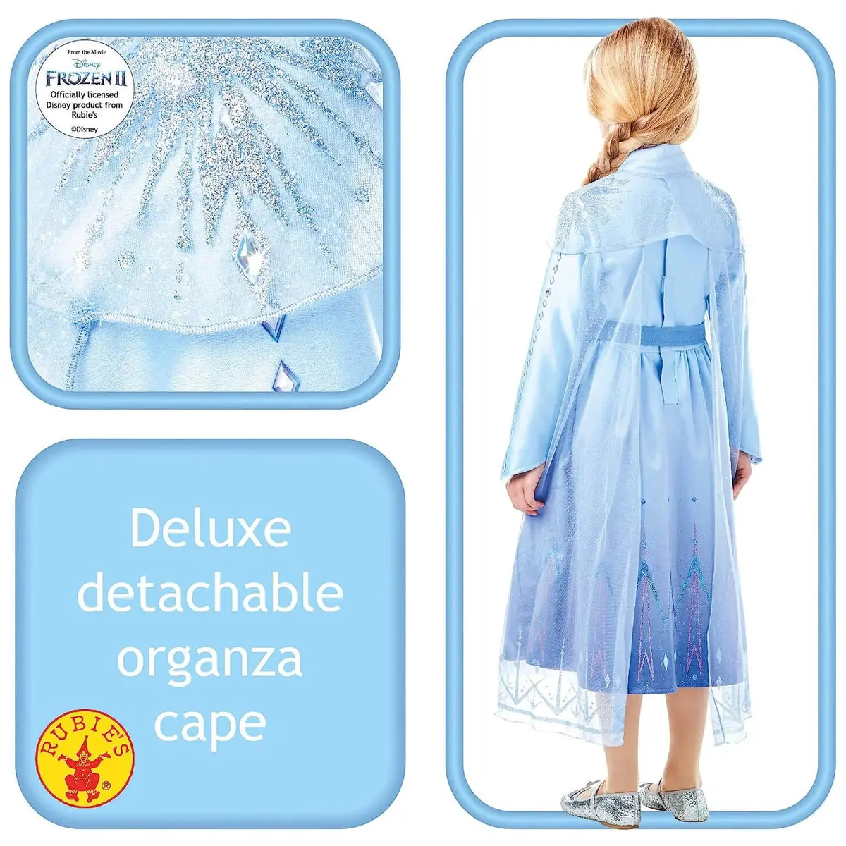 Disney Frozen Elsa Dress & Cape Deluxe Costume 9-10 Years 2