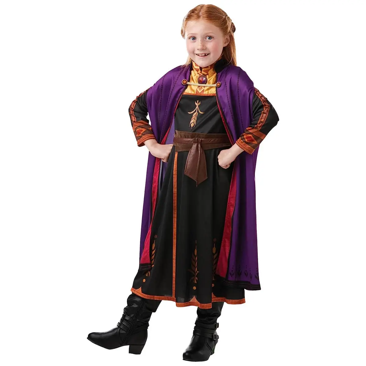 Disney Frozen Anna Dress & Cape Deluxe Fancy Dress Costume 1