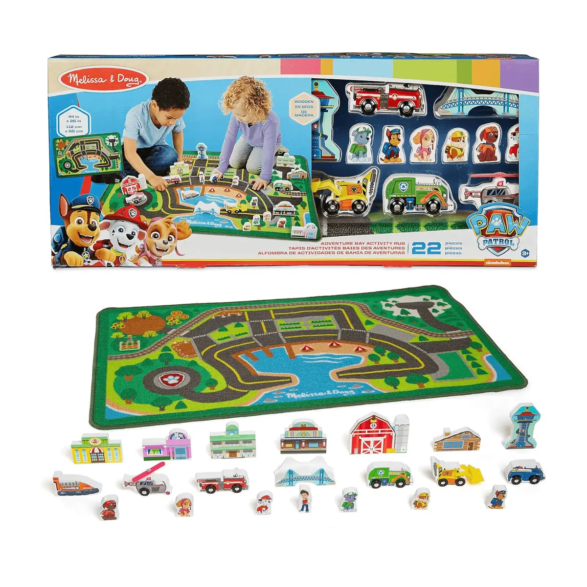 Melissa & Doug Paw Patrol Adventure Bay Activity Rug Wooden Figures 1