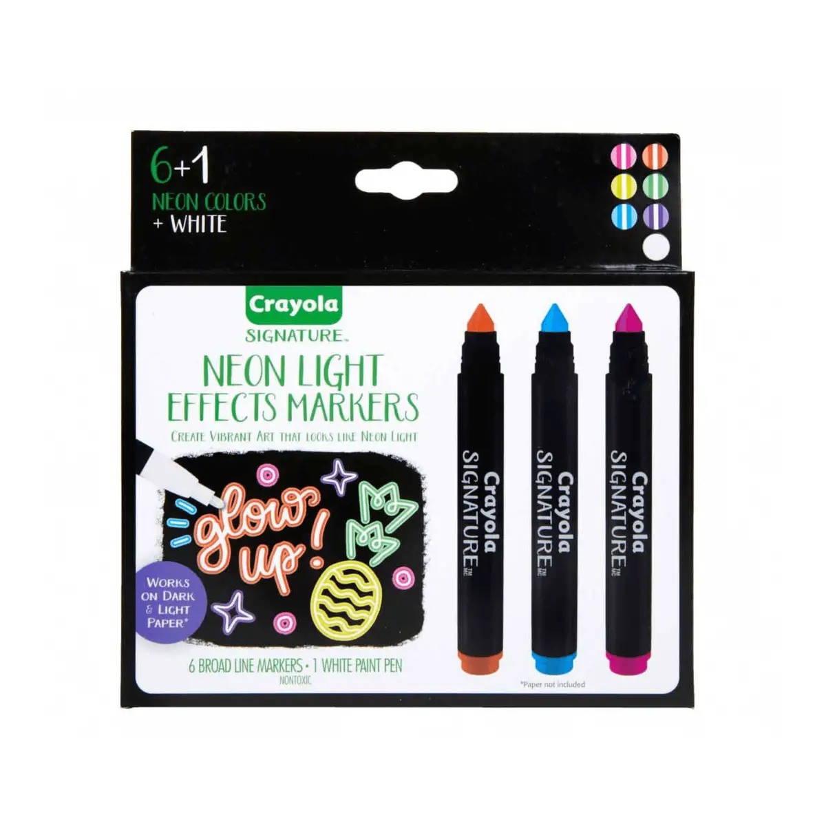 Crayola Signature Neon Light Effects Markers 6 Colours Art 14+ 1