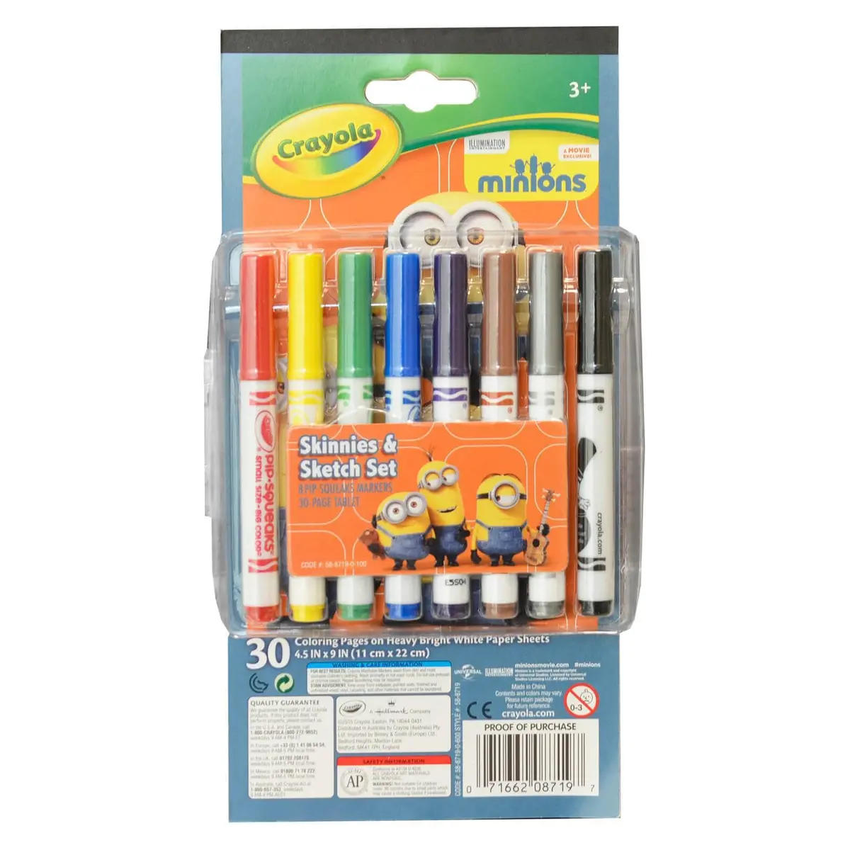Crayola Minions Skinnies 8 Pip-Squeaks Markers & Colouring Pad 1