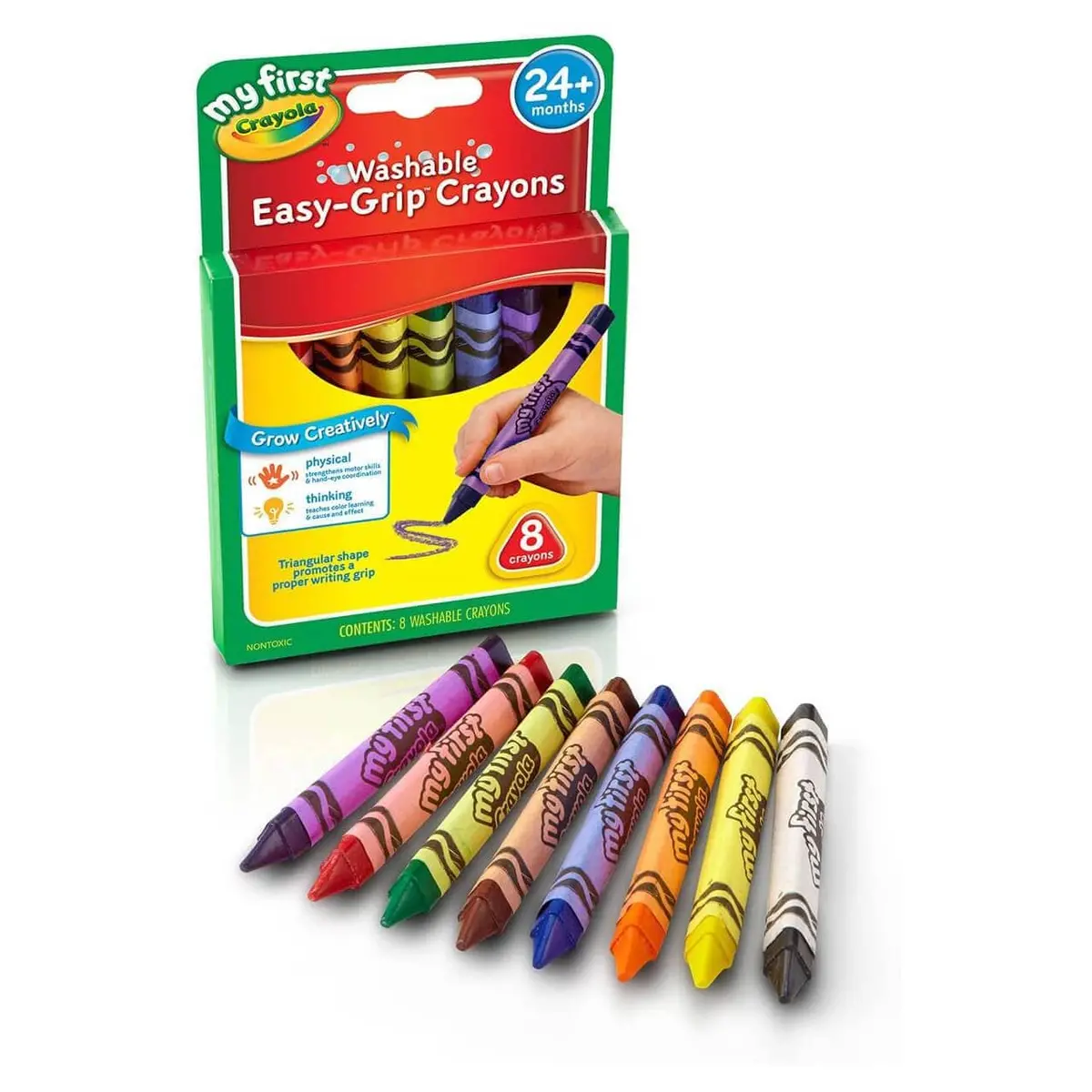 Crayola 8 Pack Washable Easy Grip Crayons Coloured 1