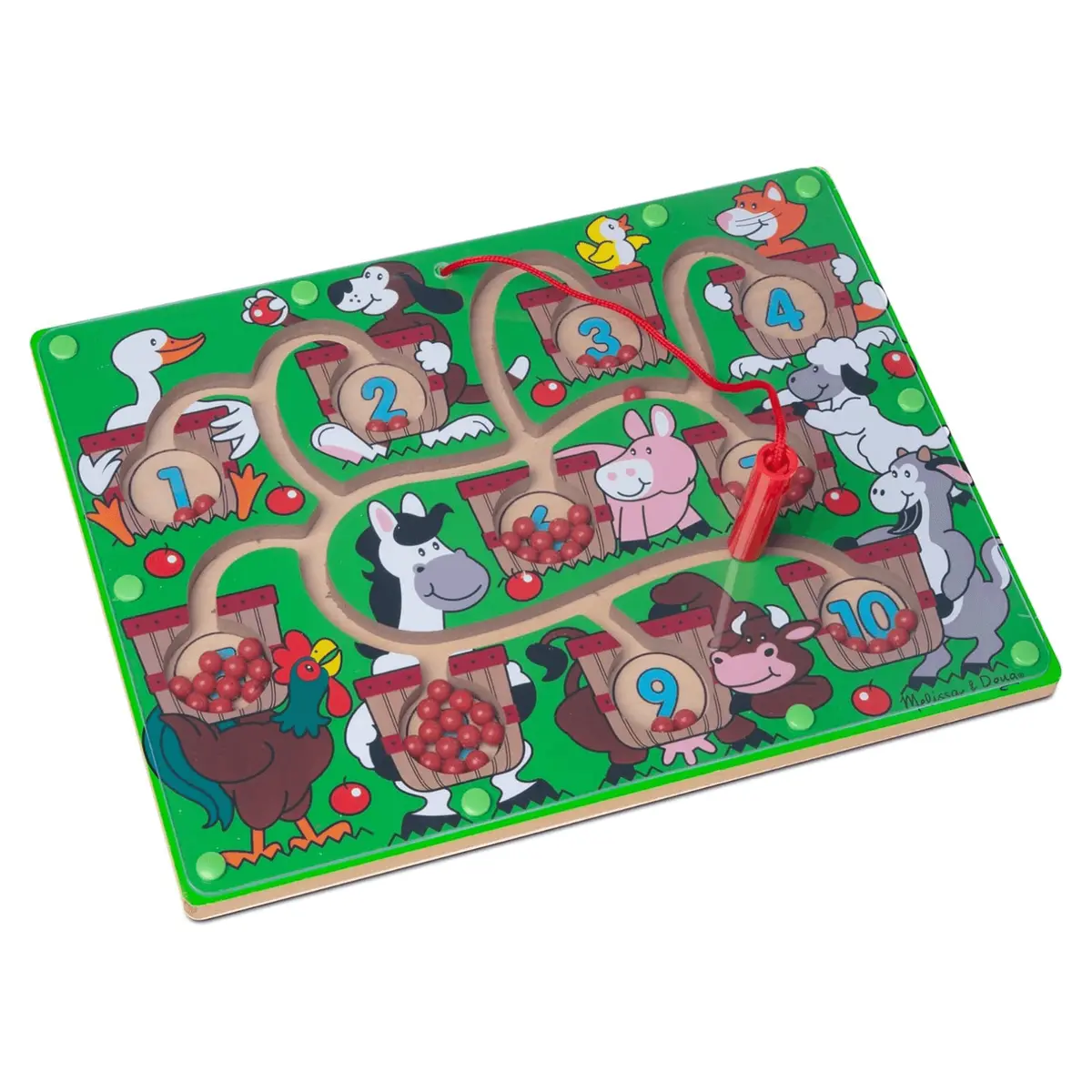 Melissa & Doug Wooden Magnetic Wand Number Maze Farm Animals Puzzle 1