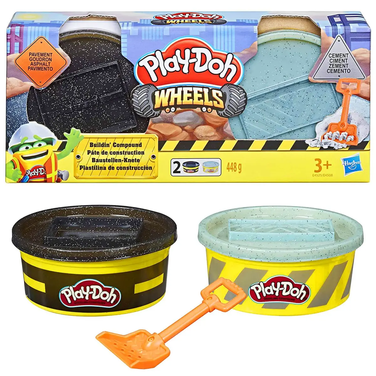 Play-Doh Wheels Compound Sets 2X8oz Tubs Dough Stamper Lid Tool 1
