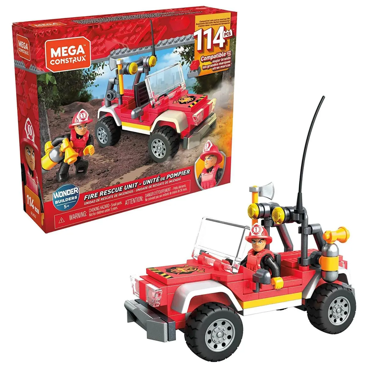 Mega Construx Fire Rescue Unit Fireman Building Set 114 Pieces 1