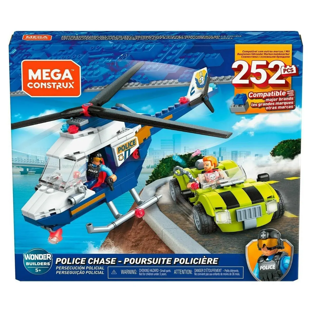 Mega Construx Police Chase Building Set Helicopter Car Age 5+ 1