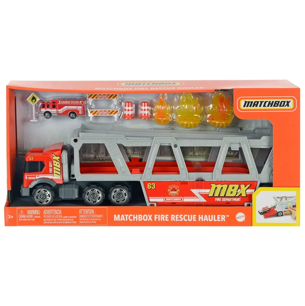 Matchbox Fire Rescue Hauler Transporter Truck Playset 43Cm 1