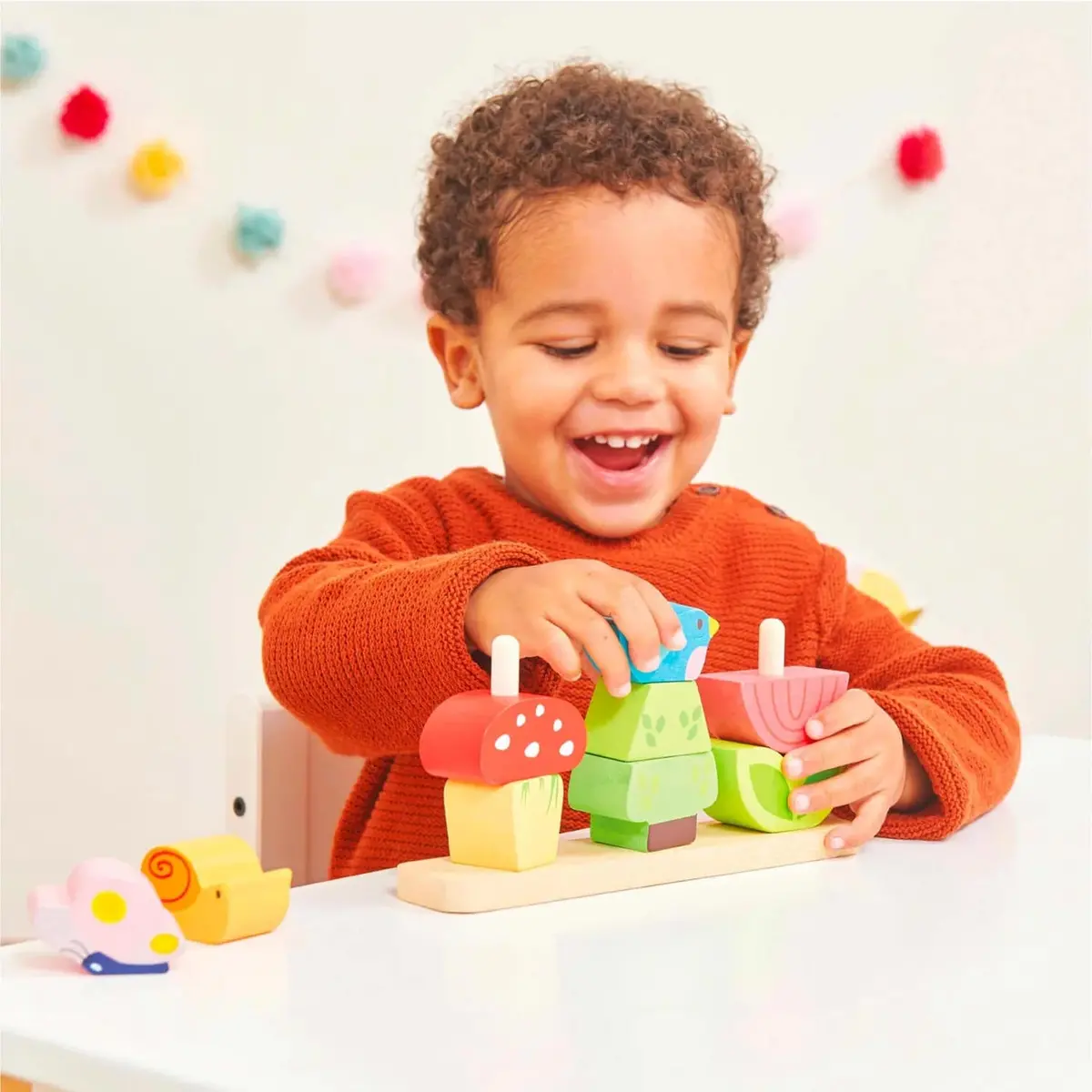 Le Toy Van Toddlers Stacking Woodland Garden Solid Natural Wood 1