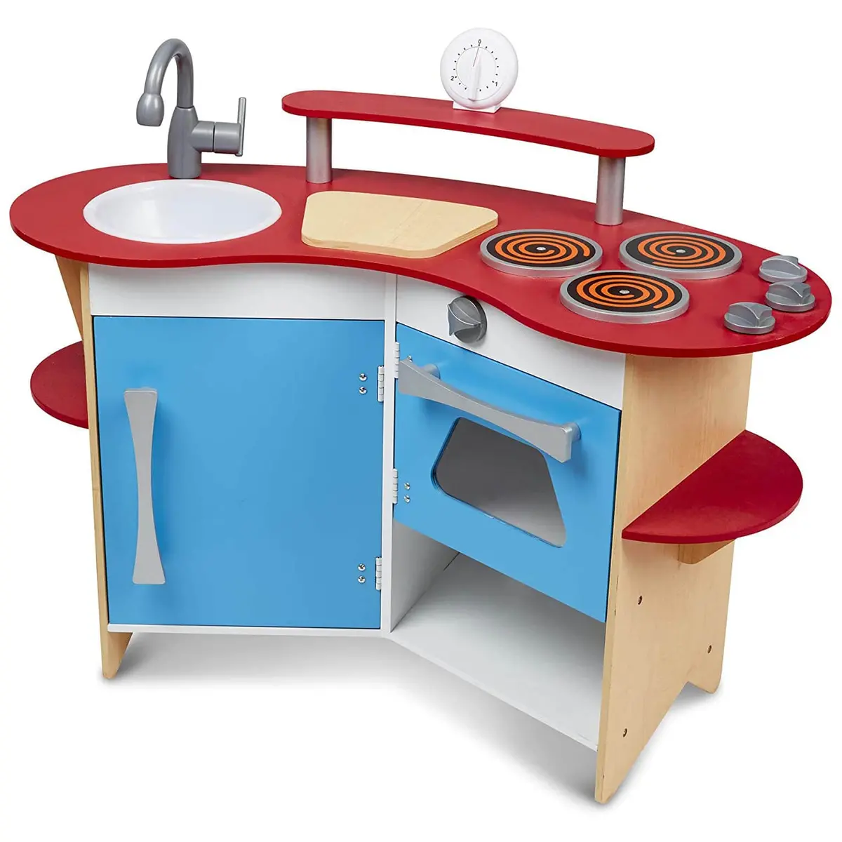 Melissa & Doug Cooks Corner Wooden Kitchen Hob Oven Fridge 91Cm 1