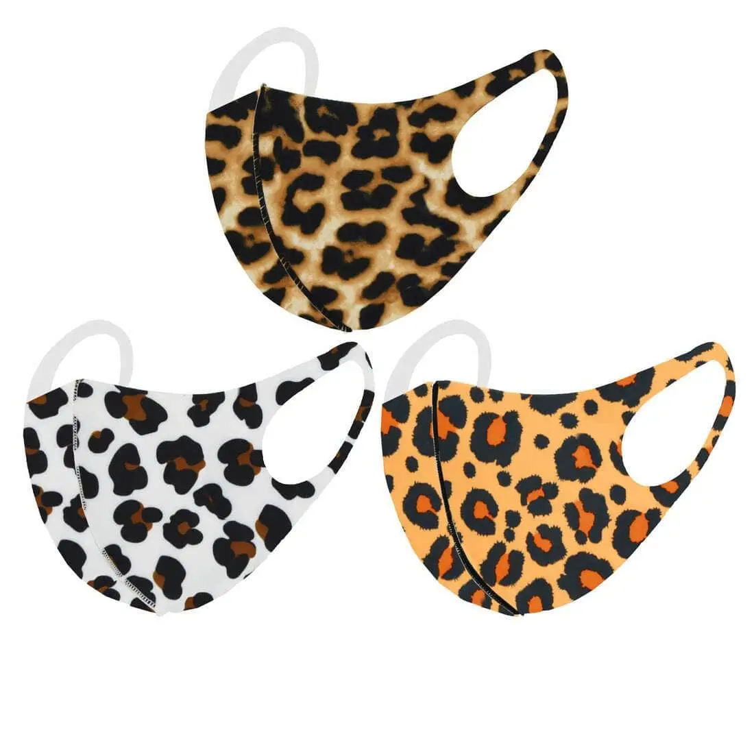 Pack Of 3 Adults Washable Face Masks Fabric Animal Print 1