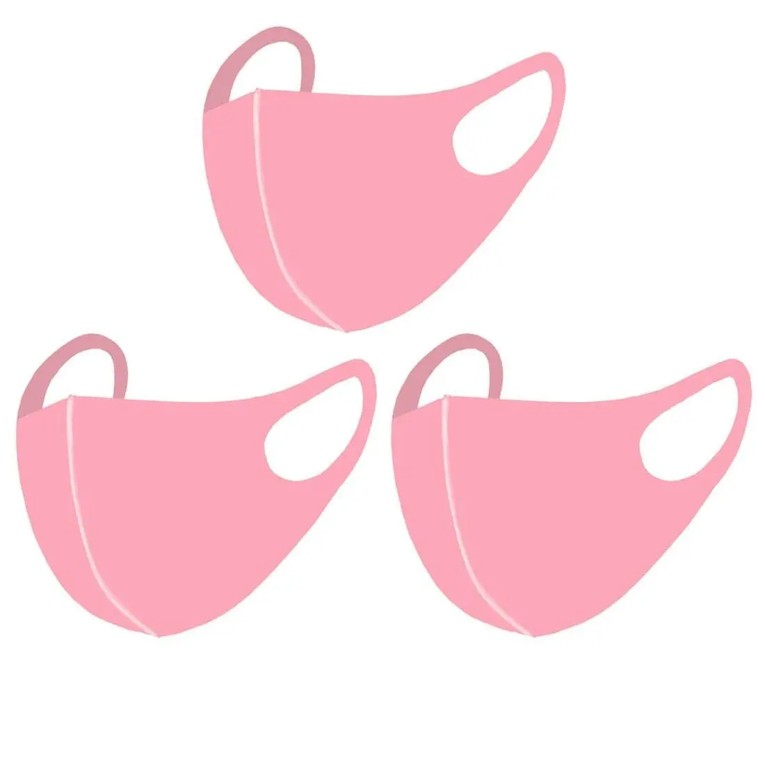 Pack Of 3 Adult Washable Face Mask Stretch Fabric Pink 1