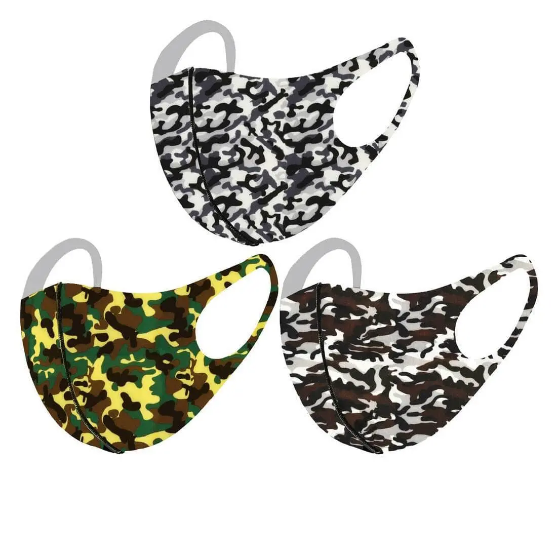 Pack Of 3 Adult Washable Face Mask Stretch Fabric Camouflage 1