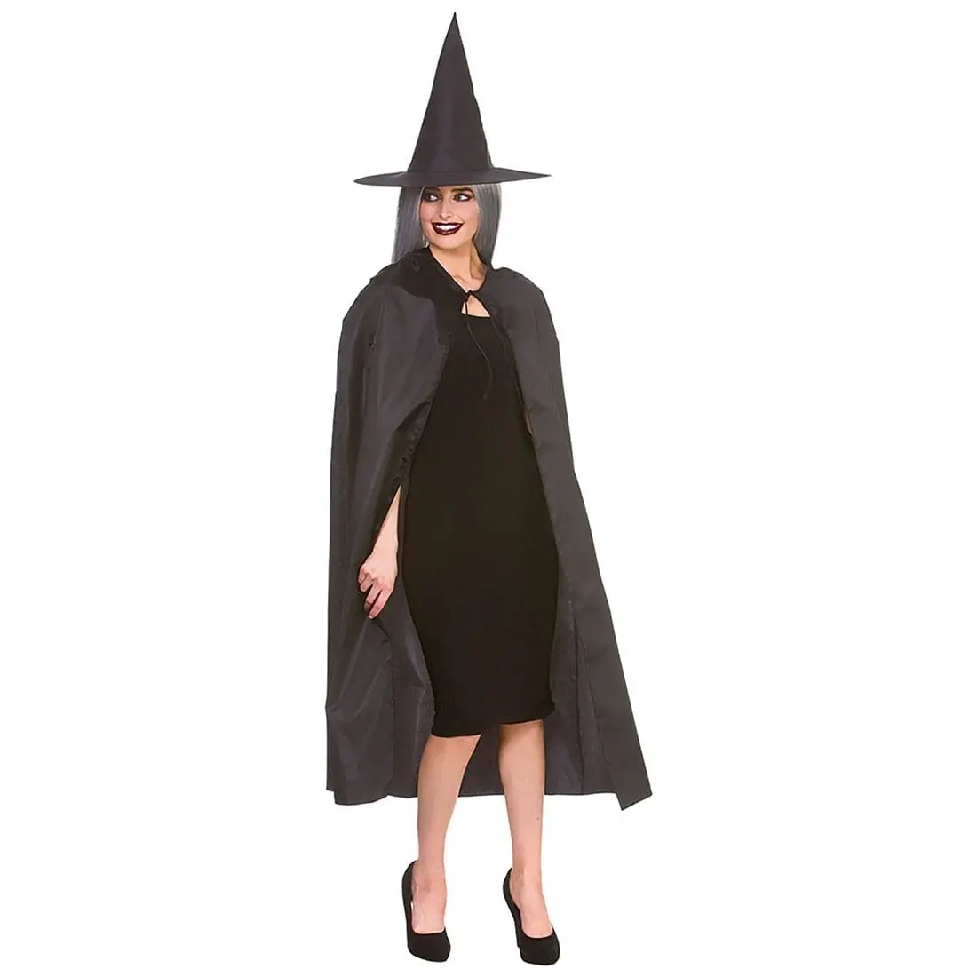 Adults Wicked Witch Cape & Hat Fancy Dress Halloween 125Cm 1