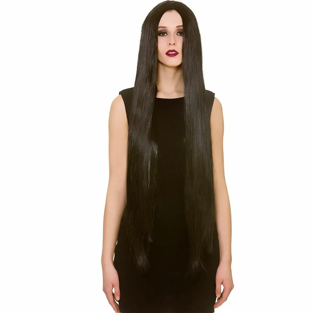 Classic Extra Long Black Wig 1M Fancy Dress Gothic Hair 1