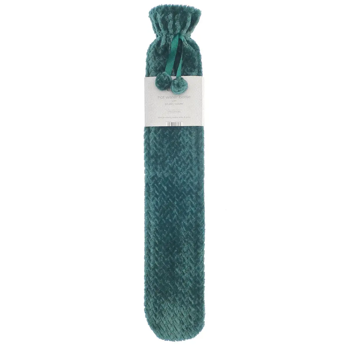 Long Hot Water Bottle Plush Lattice Effect Fleece Cover 2 Litre 1