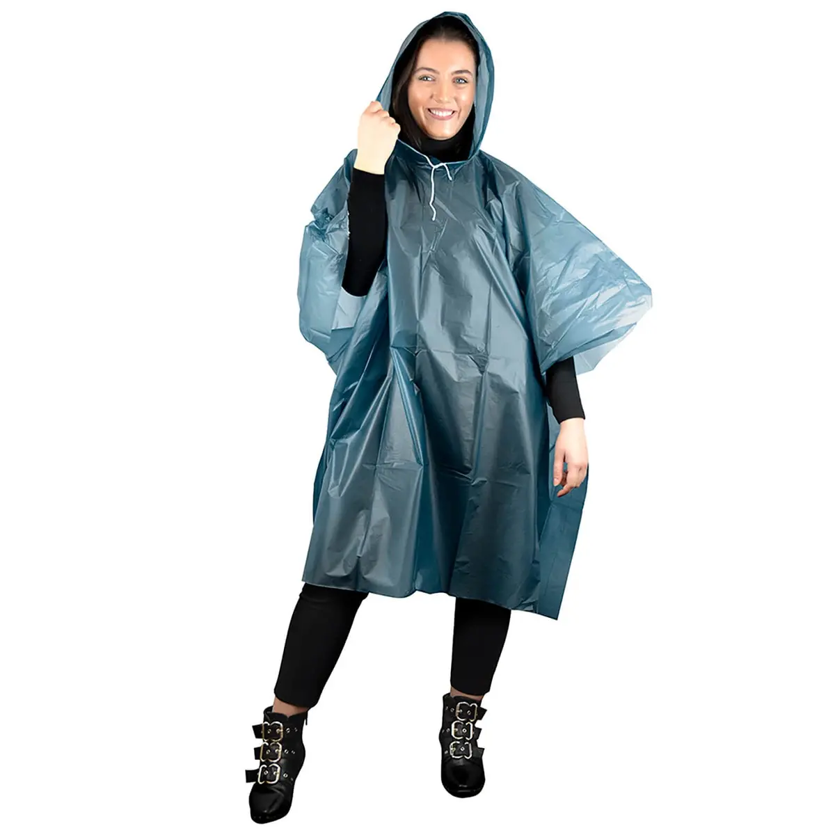Emergency Rain Poncho Cover Navy Blue Adults One Size 1
