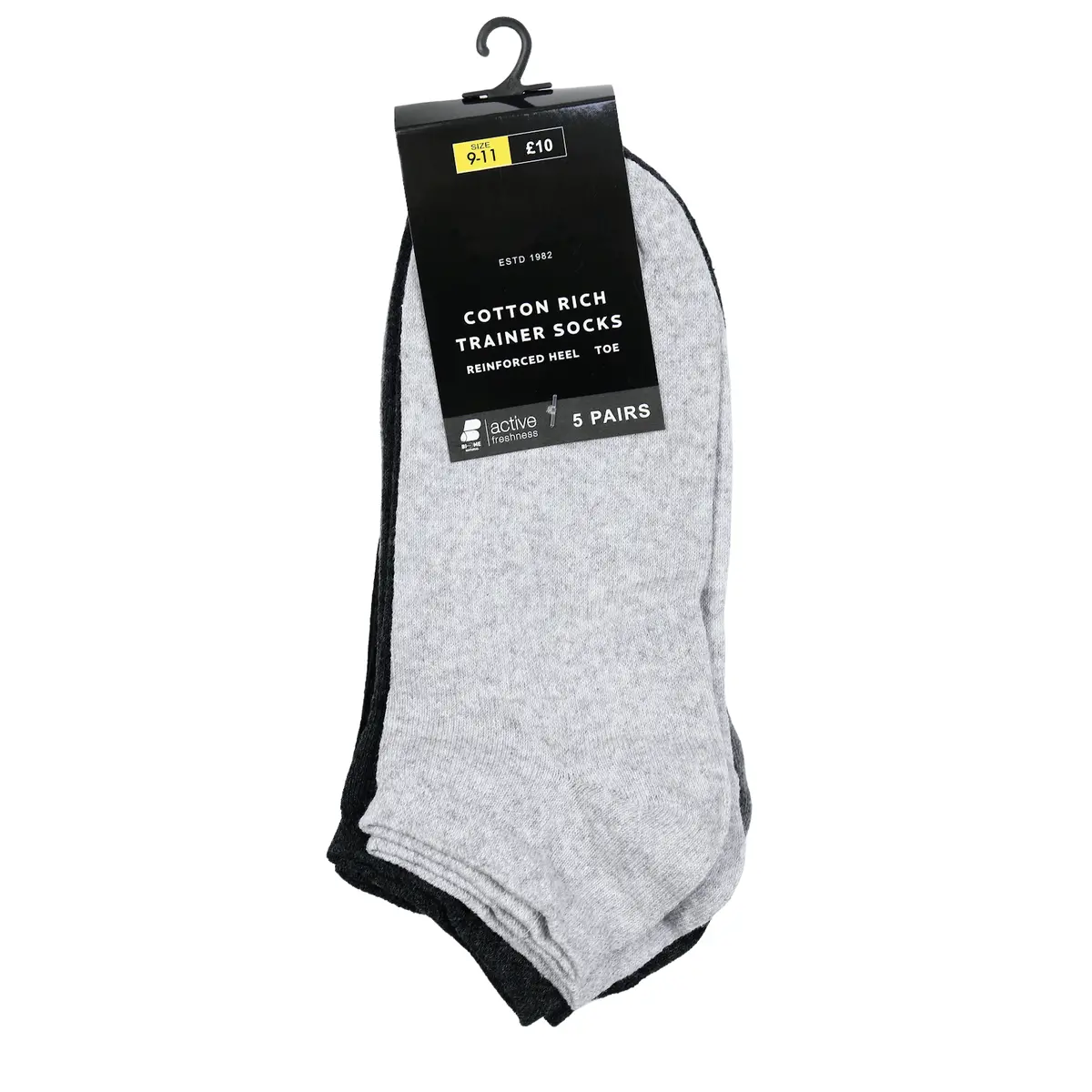 Mens 5 Pairs Pack Cotton Rich Trainer Socks Reinforced Heel Size 9-11 3