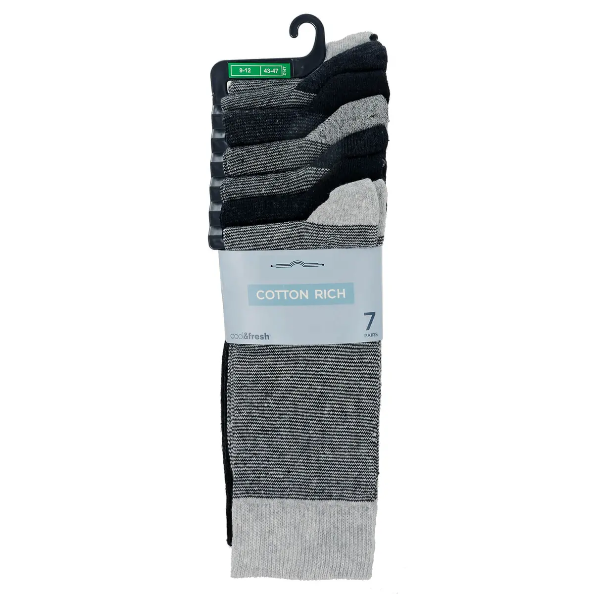 Mens 7 Pack Socks Cotton Rich Cool Fresh Stretch Size 9-12 1