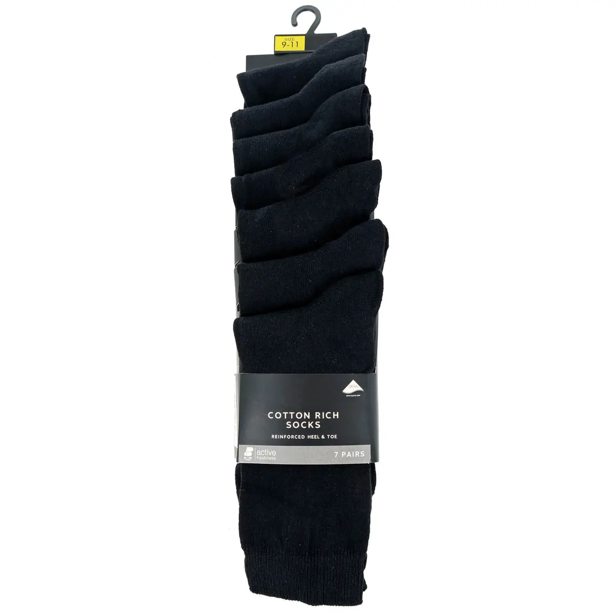 Mens 7 Pack Cotton Rich Socks Black Grey Lycra Size 9-11 1