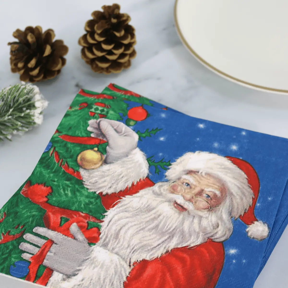 Pack Of 20 Christmas Santa Tree Paper Napkins Table 3 Ply 1