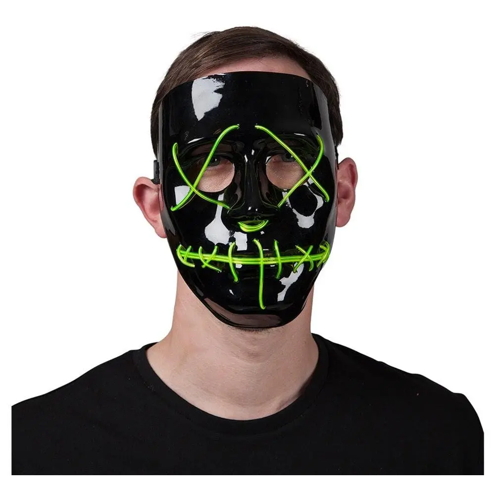 Neon Light Up Mask Adults Led Purge Halloween Fancy Dress 1