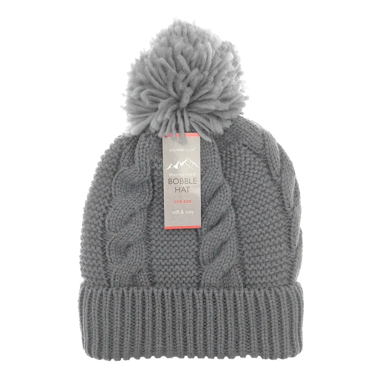 Adults Thermal Lined Bobble Hat Chunky Knit Thick Fleece Lining 1