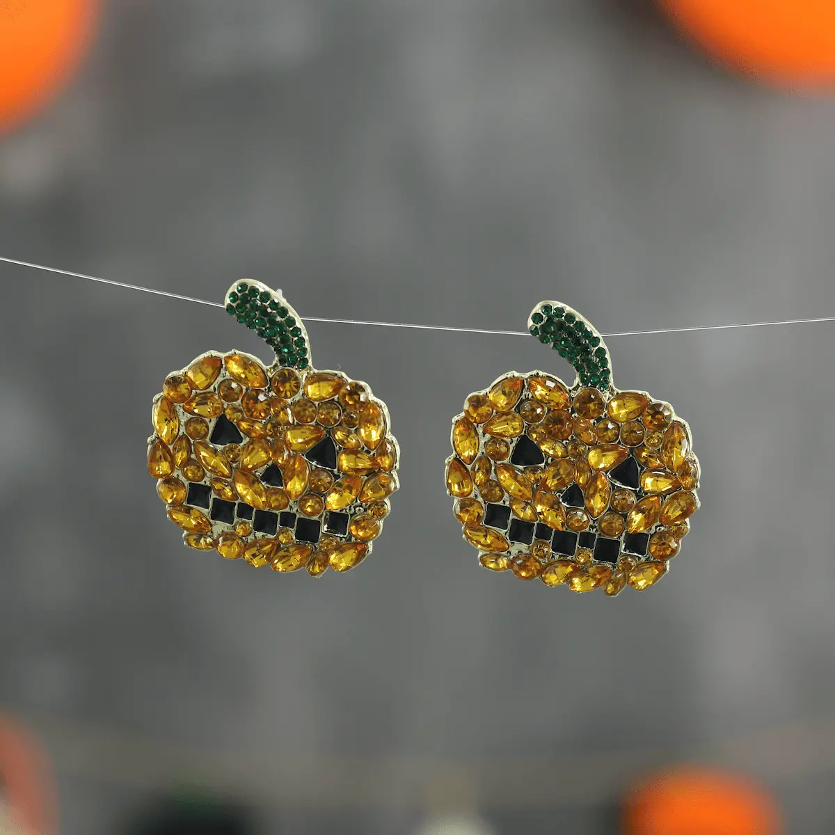 Pumpkin Stud Earrings Orange Gemstones Halloween Jewellery 1