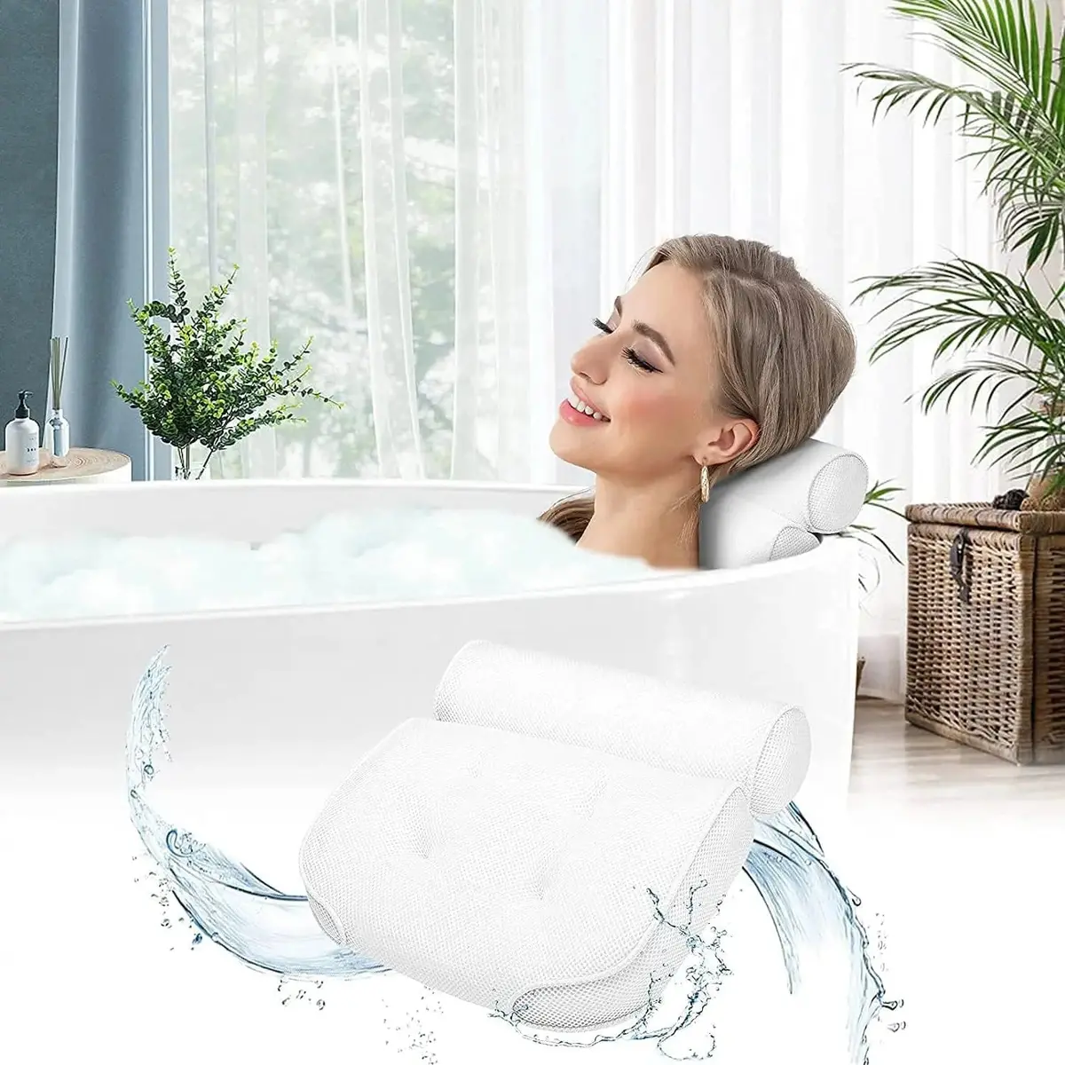 Spa Mesh Bath Pillow Soft Comfort Head Neck Support 36Cm 1