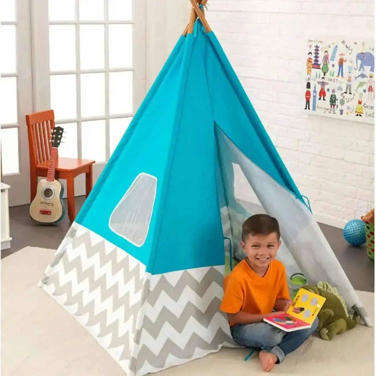 Kidkraft Play Teepee Tent Turquoise Kids Indoor Outdoor Toy 1