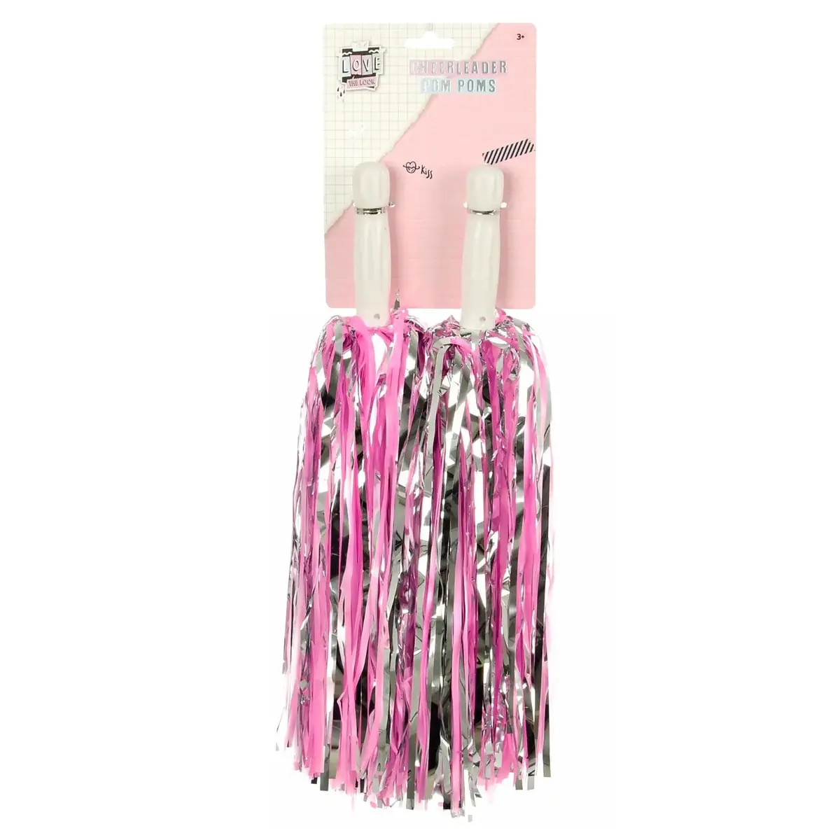 Kids Cheerleader Pom Poms 1 Pair Silver Pink Purple Fancy Dress 1