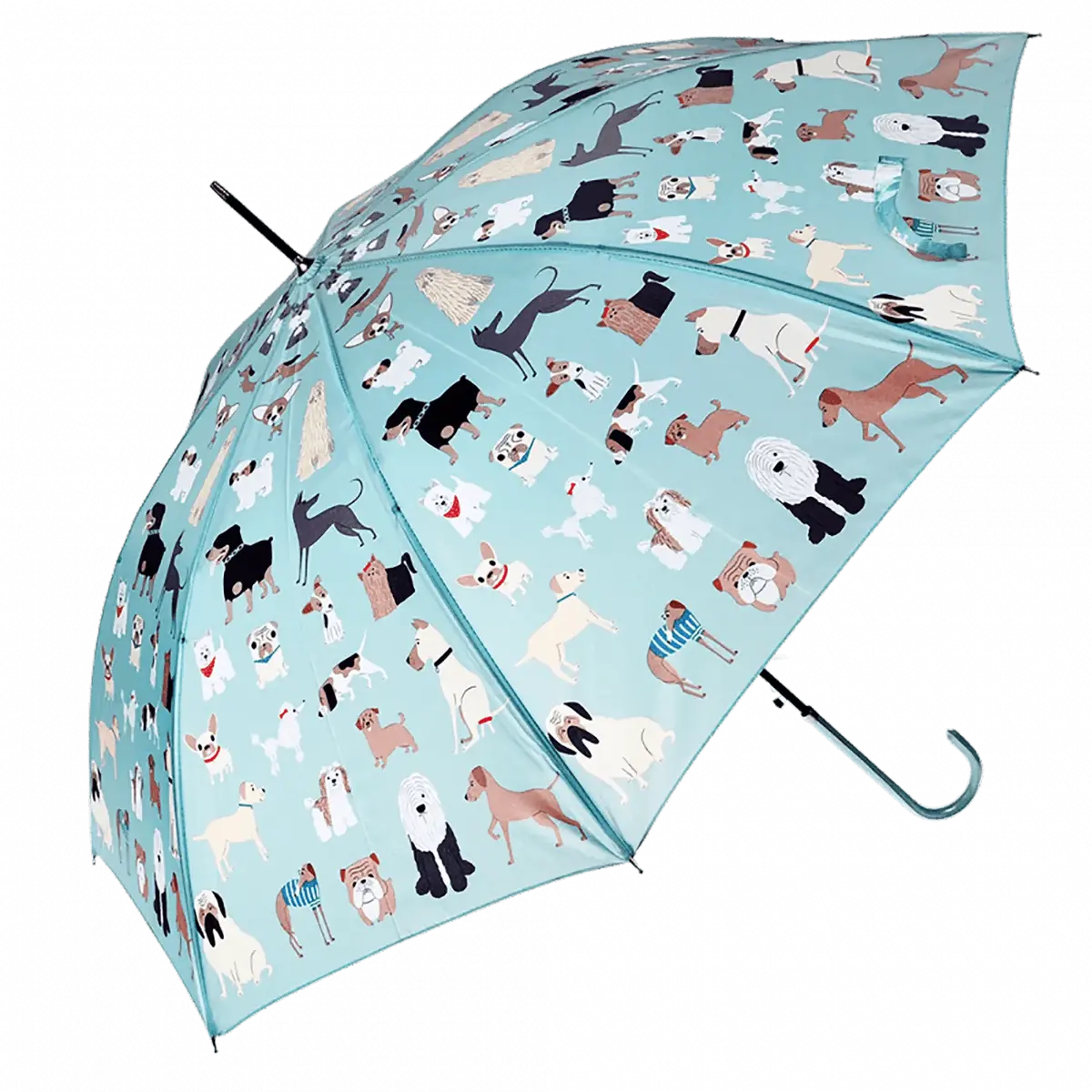 Ladies Walking Umbrella Best In Show Dogs Pattern Aqua Blue 1