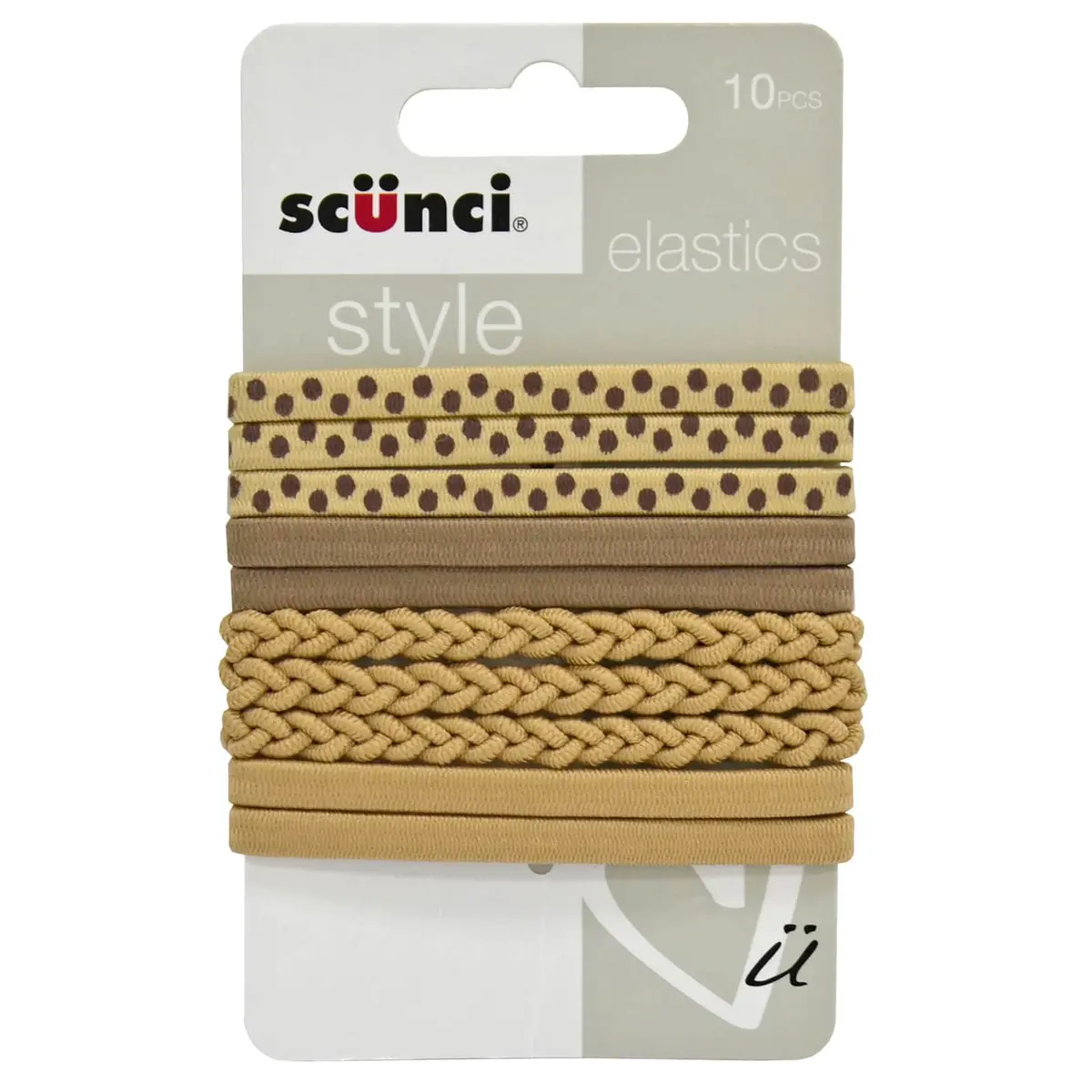 Scunci Style Pack Of 10 Elastics Hair Bands Blonde Braid Dots 1