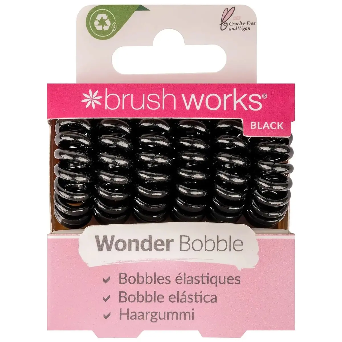 Pack Of 6 Wonder Bobbles Black Elastic Tie Hair Accessory 1