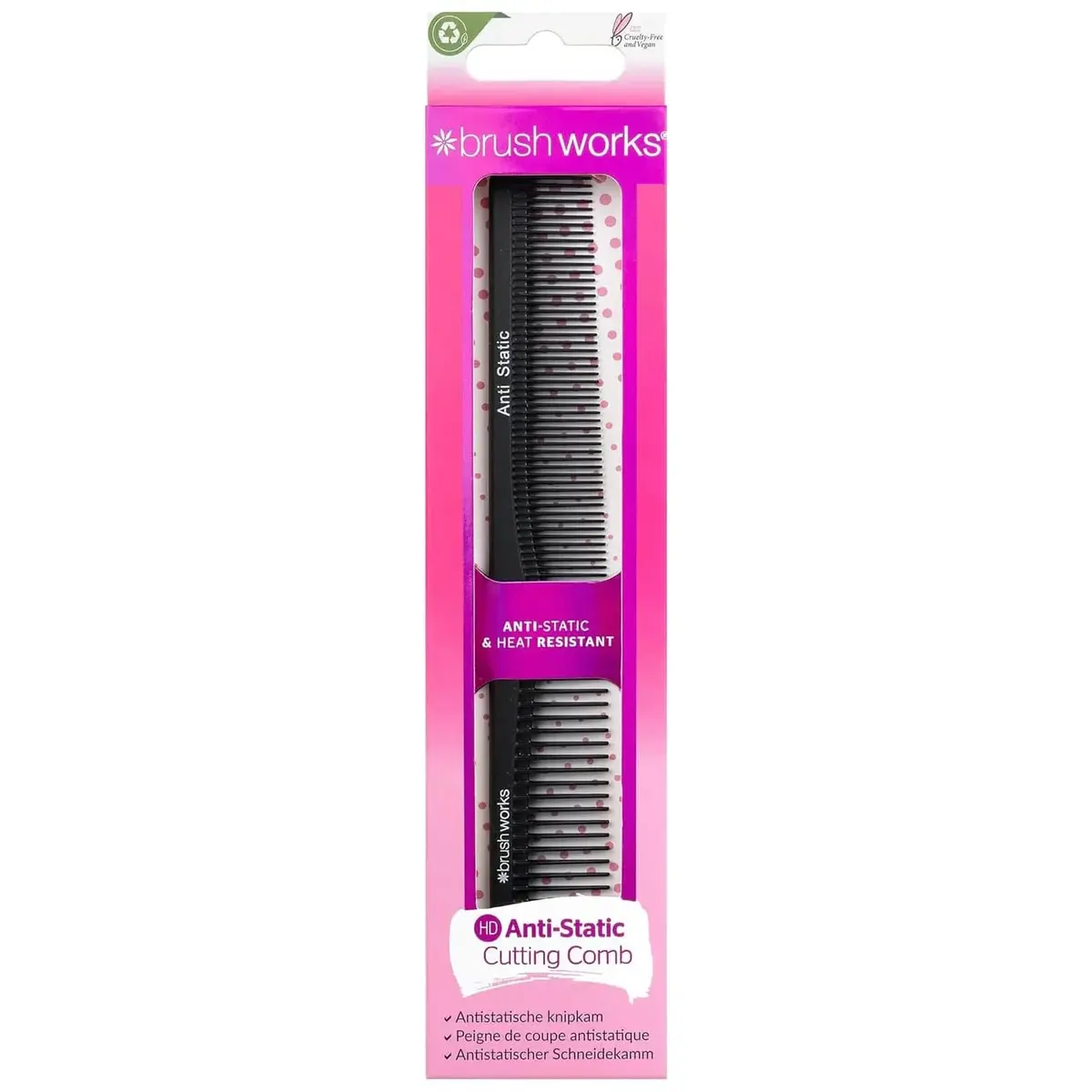Brushworks Anti Static Cutting Comb Heat Resistant Carbon Black 1