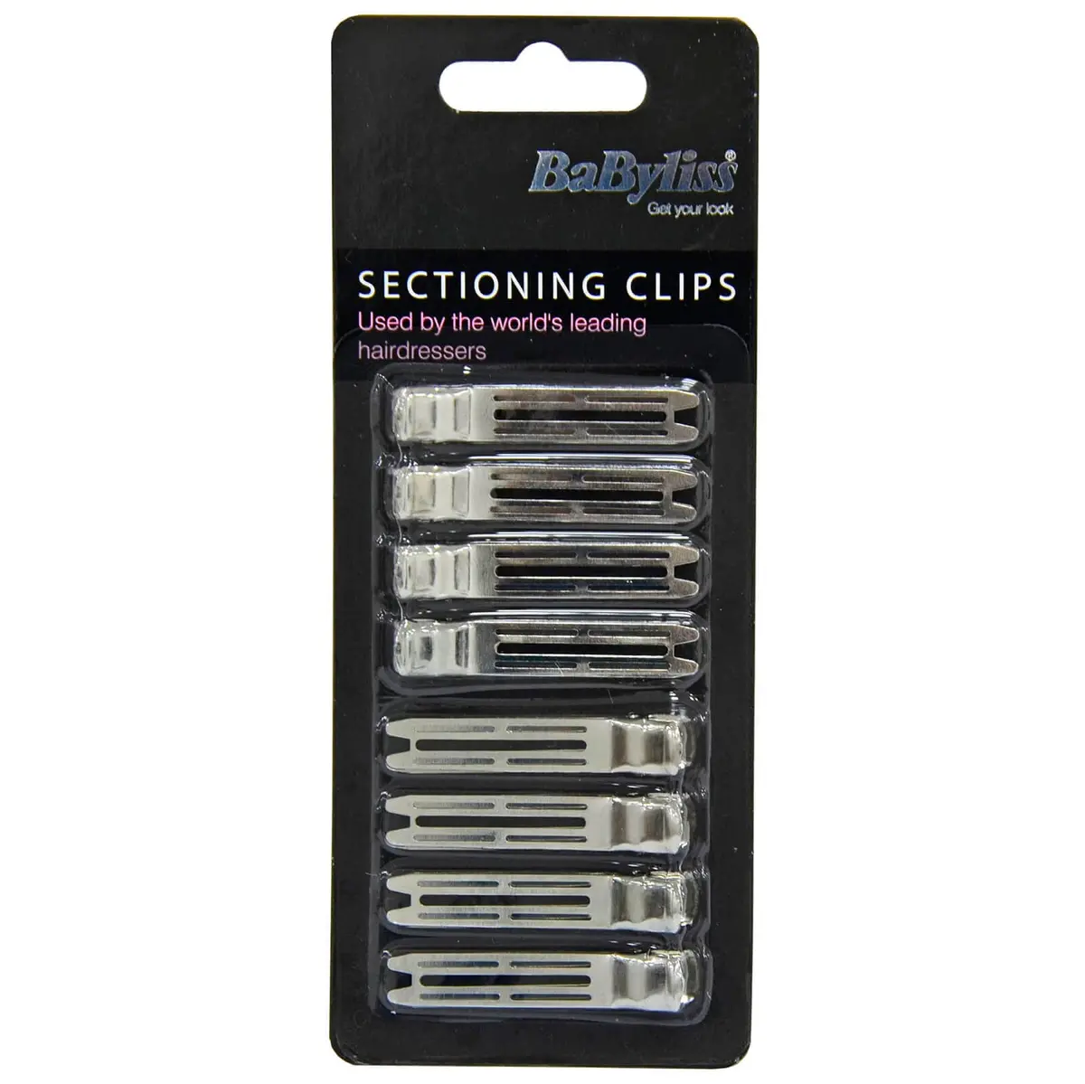 Babyliss Pack Of 8 Hair Sectioning Clips Pins Silver Metal 5Cm 1