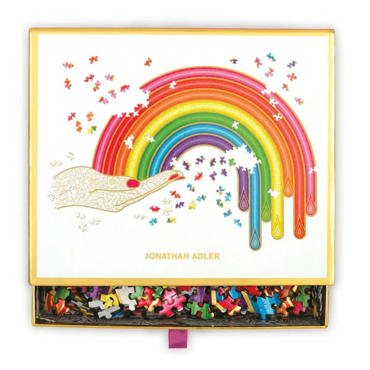 Jonathan Adler Rainbow Hand Shaped Jigsaw Puzzle Galison 750 Pieces 1
