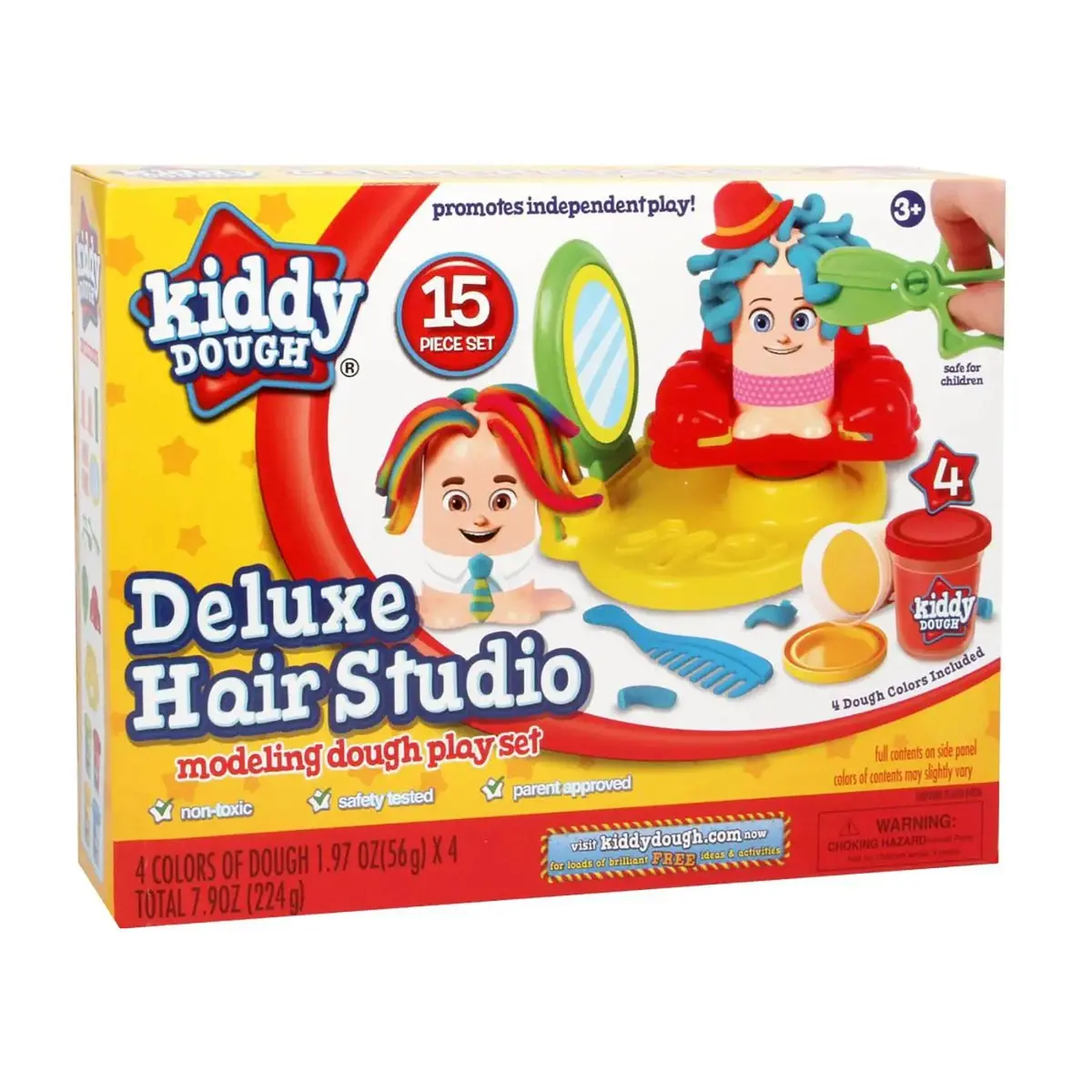 Kiddy Dough Deluxe Hair Studio Modelling Play Set 4 Tubs Creative Fun 1