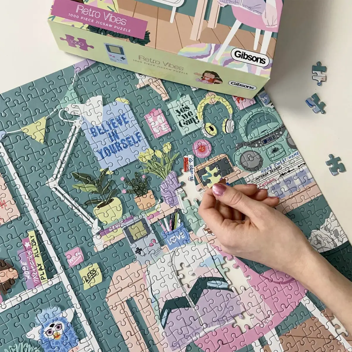 Retro Vibes Jigsaw Puzzle 90S Bedroom White Logo 1000 Pieces 1