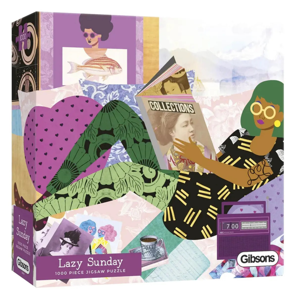 Lazy Sunday Jigsaw Puzzle Collage Design White Logo 1000 Pieces 1