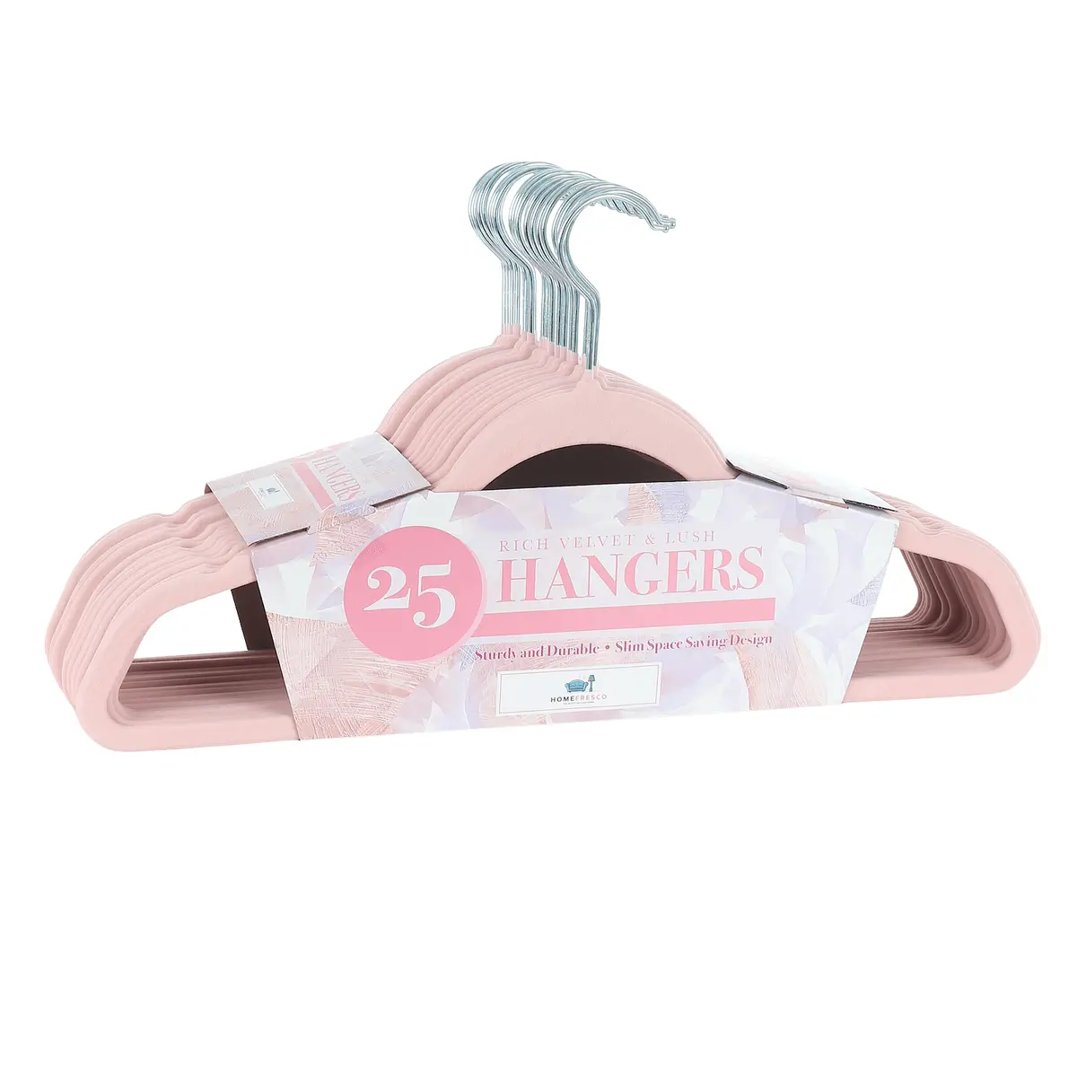 Pack Of 25 Slimline Non Slip Velvet Clothes Coat Hangers Curve 3