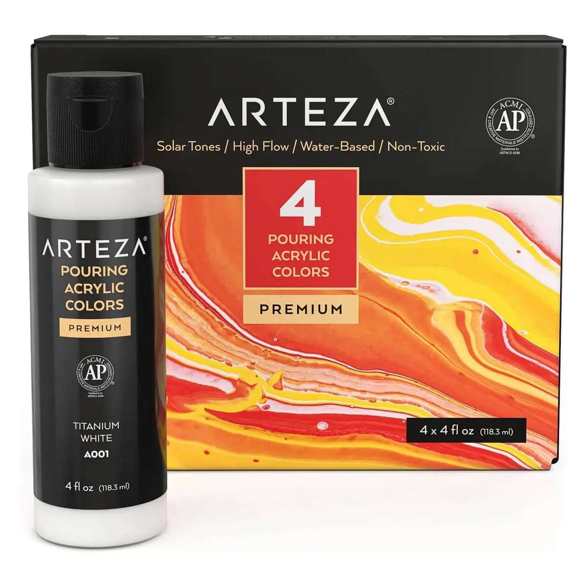 Arteza Set Of 4 Pouring Acrylic Paint Ready To Use Bottles 118Ml 1
