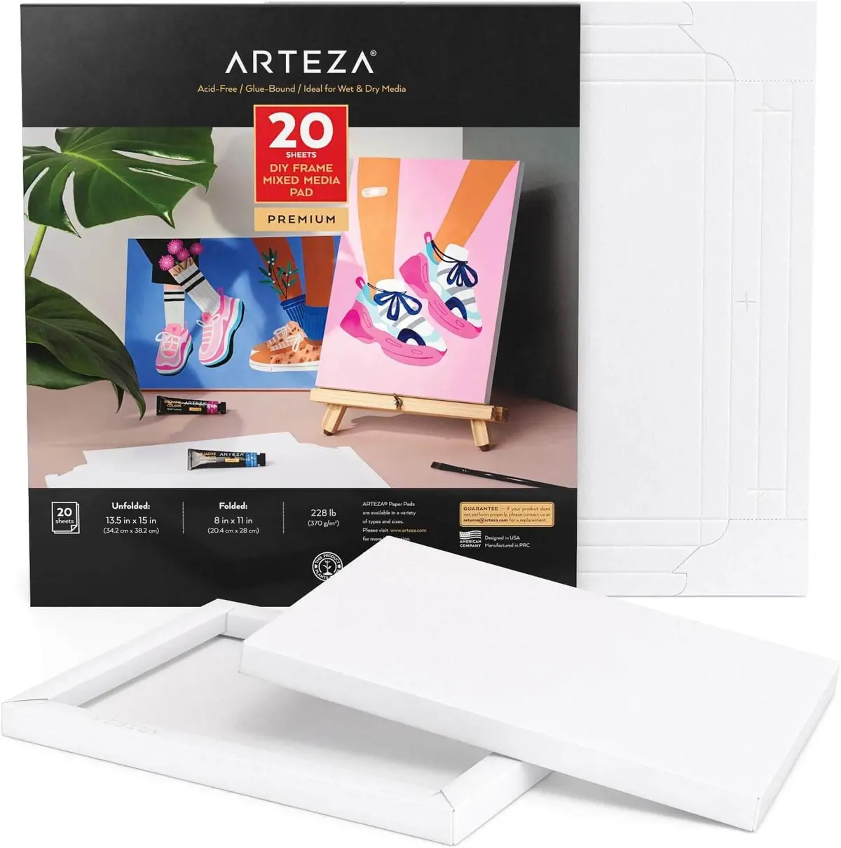 Arteza Diy Frame Mixed Media Pad White 20 Sheets 8" X 11" 1