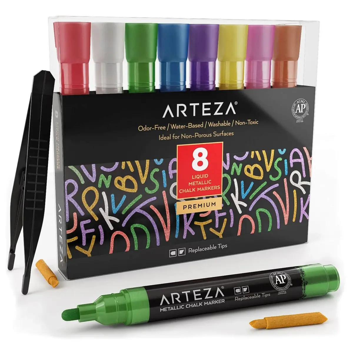 Arteza Premium Liquid Metallic Chalk Markers Washable Pack Of 8 1