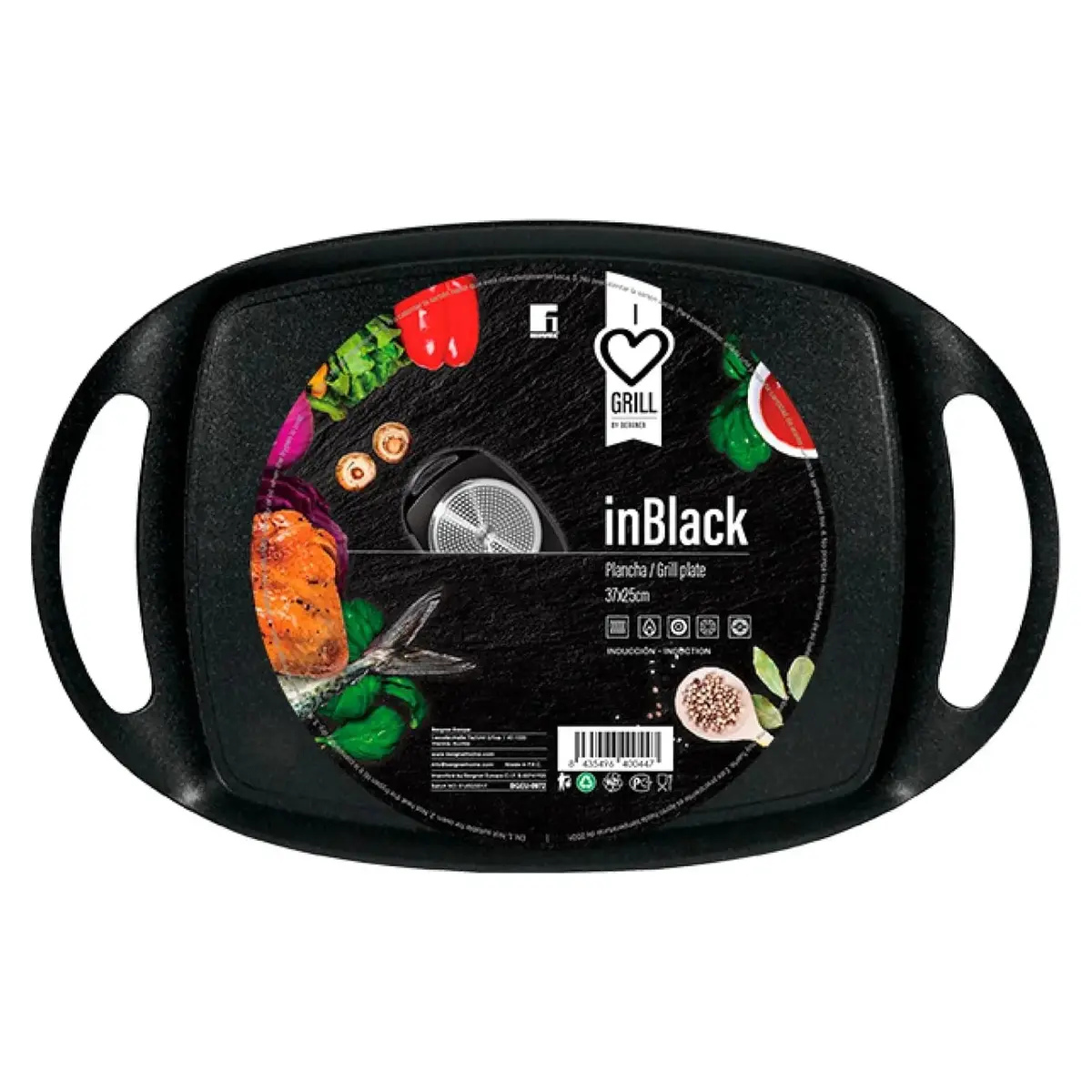Bergner Forged Aluminium Grill Plate With Handles Black 37Cm 1