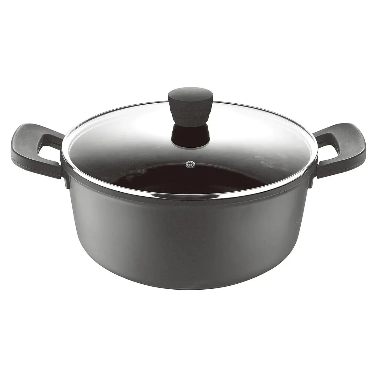 Bergner Retro Casserole Dish With Glass Lid Cast Aluminium Black 1