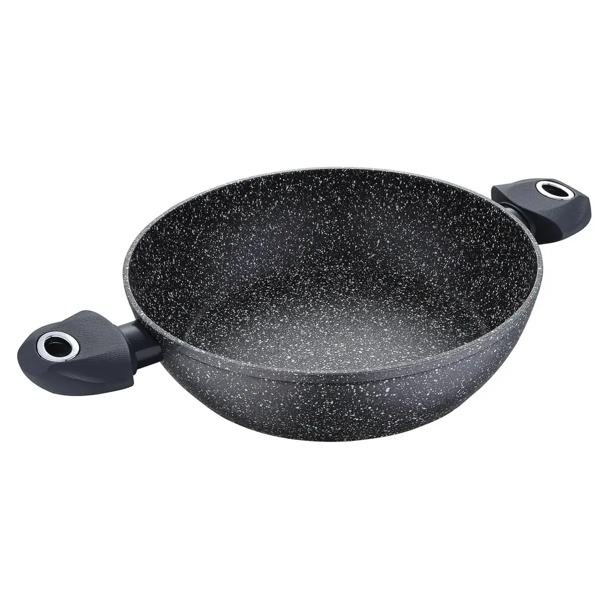 Bergner Orion Shallow Pot 2 Handles Marble Coated Black 28Cm 1