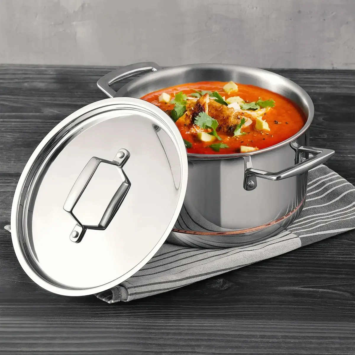 Masterpro 5Cx Soup Pot With Lid Five Ply Stainless Steel 3.3L 2